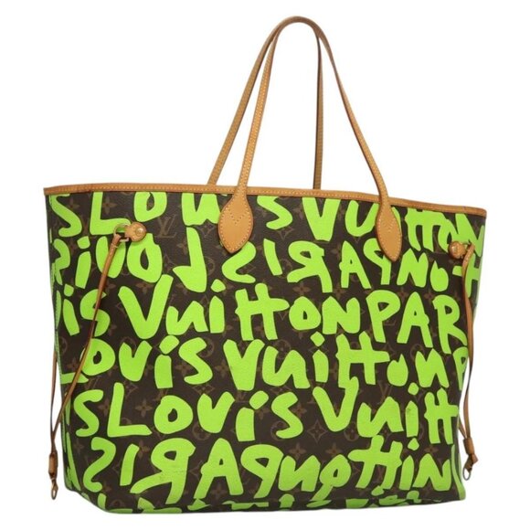 LOUIS VUITTON Monogram Graffiti Neverfull GM Tote Bag Green M93703 Auth 116016A - Picture 1 of 16